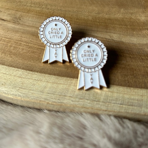 Only Cried A Little | YAY | White Enamel Pin | Fanny Pack Pin | Backpack Pin - Picture 2 of 7